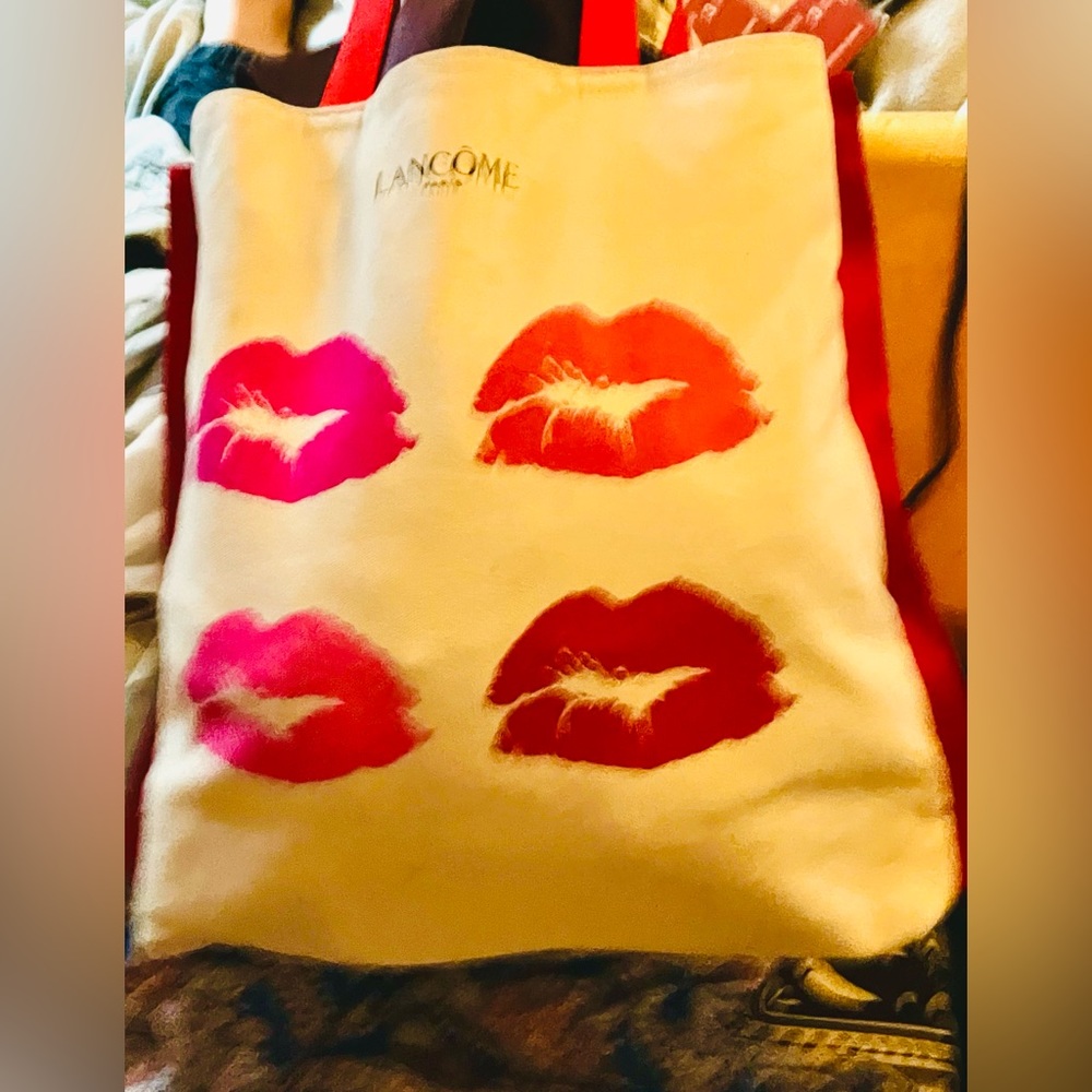 Lancome Tote Bag with Red and Pink Lips